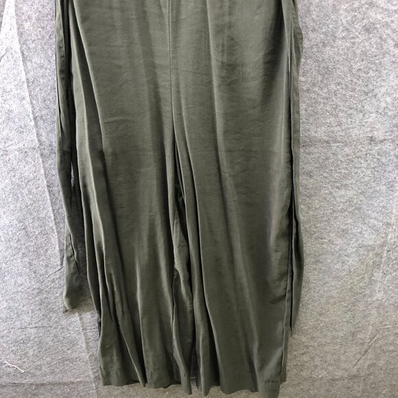 H&M Wide Leg Utility Jumpsuit Womens 6 Army Green Tie Waist Short Sleeve - Picture 4 of 11